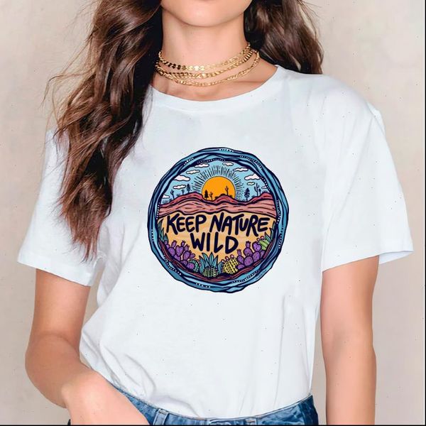 

print desert painting printing women t shirt summer autumn 90s graphic tee, White