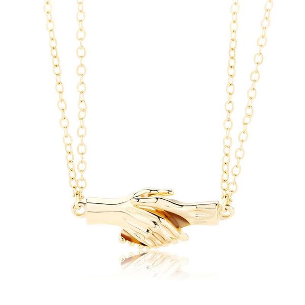 

pendant necklaces shake hands necklace 2021 selling magnet jewelry for couple factory price yp8350, Silver