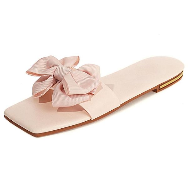 

summer flat slippers women square toe flower flats mules shoes female casual slides ladies sandals fashion beach, Black