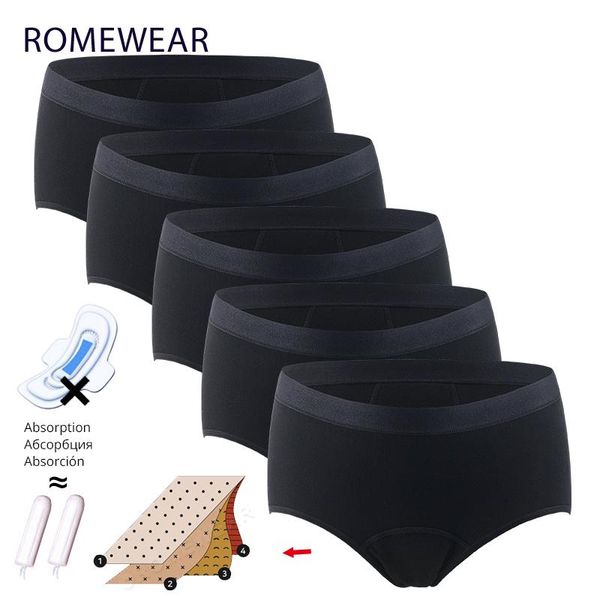 

women's panties 5pcs cotton bamboo fiber menstrual period women underwear 4layer leakproof reusable high absorbent incontinence lingeri, Black;pink