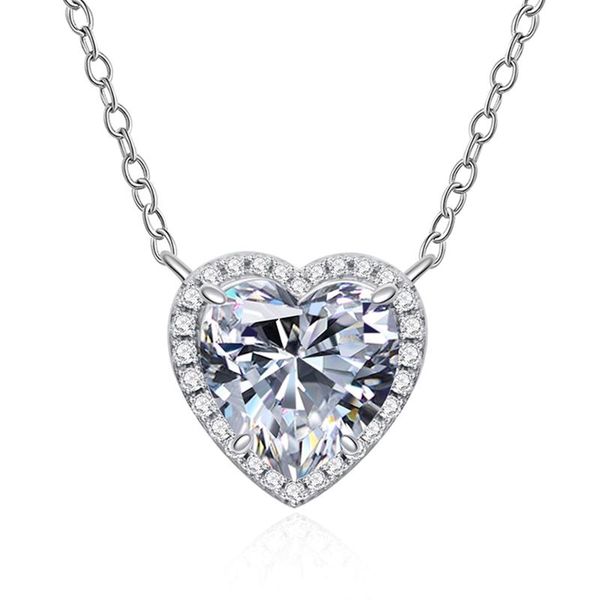 

pendant necklaces luxury big heart cz women pendent simple versatile female party gift daily wear statement jewelry, Silver