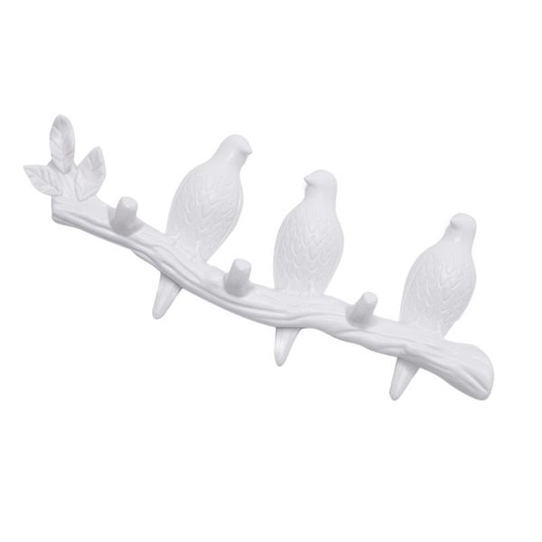 

1pc nordic birds shaped hook home punch-wall-mounted hanger white hooks & rails