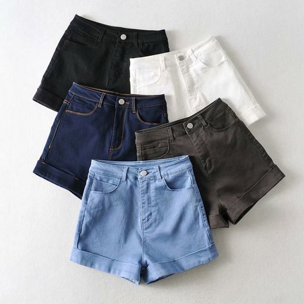 

denim shorts summer street style high waist basic women, Blue