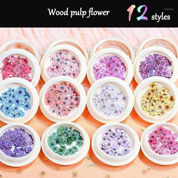 

box nail art decoration wood pulp fiber sheet flower color 12 trendy ongles diy accesories wholesale1, Silver;gold