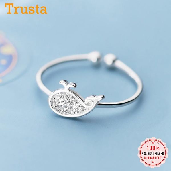 

cluster rings trustdavis real 925 sterling silver sweet whale dazzling cz opening ring for women wedding party fine s925 jewelry gift da1772, Golden;silver