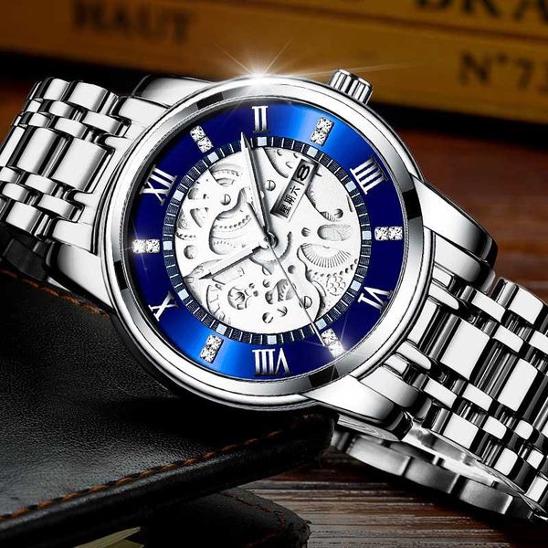 

wristwatches luxury men's watch,stainless steel mechanical chronograph watch,men's business casual chronograph, waterproof wristwa, Slivery;brown