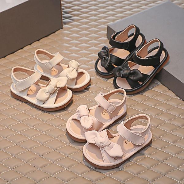 

summer children sandals girl 2021 fashion sweet baby girls bowknot breathable toddler beach shoes sandalias, Black;red