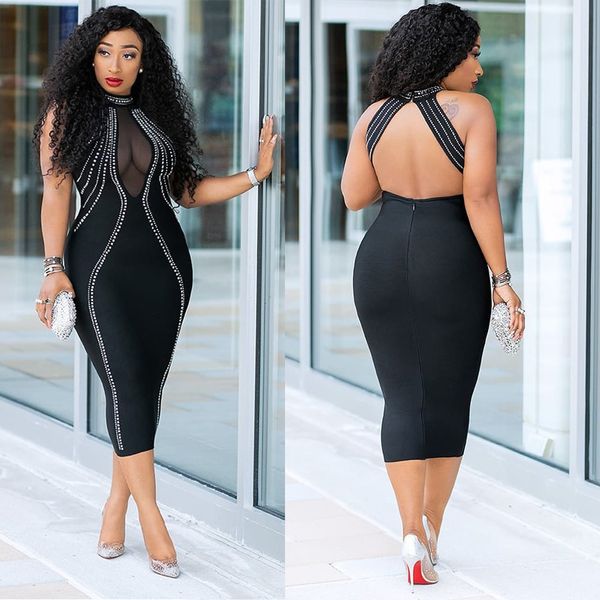 

2021women bodycon black dress backless dresses bazin riche shiny stone bandage dress dashiki plus size robe africaine boubou, Red