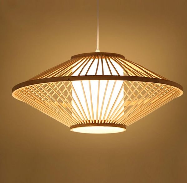 Hängelampe aus Bambusgeflecht und Rattan, rustikales japanisches Tatami-Hänge-Luminaria-Design für Esstisch, Zimmer, Restaurant