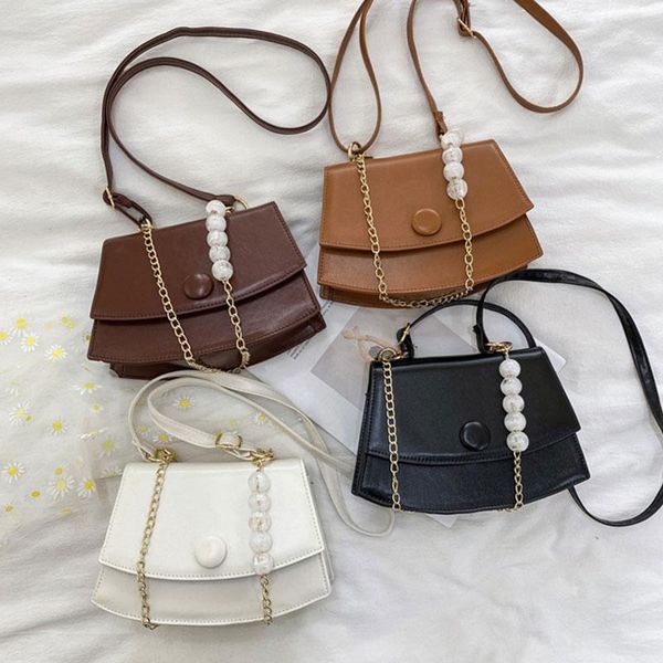 

evening bags 2021 fashion solid color crossbody bag flap pu durable leather shoulder spherical chain belt handbag