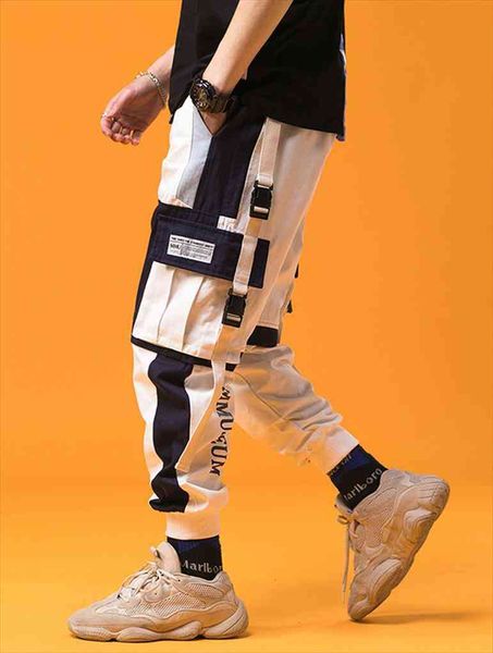 

cargo tide brand harlan women pant straight casual student korean version ins harajuku style male jogger, Black