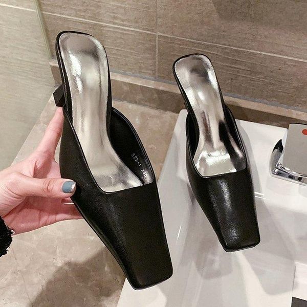 

fashion zebra pattern mule shoes women low heels square toe slides outdoor slippers spring casual flat chaussure, Black