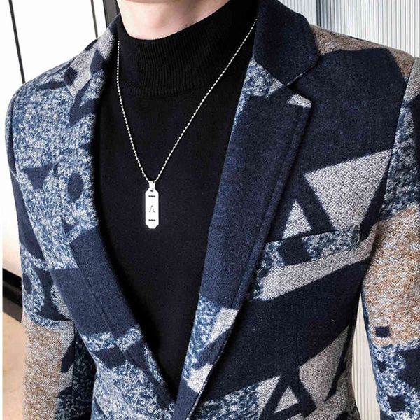 

autumn winter the art of men thin jacket adjustment prom party man great letter printing wool blazer tweed, Black;brown