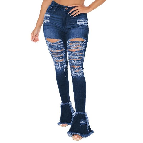

plus size pants haoohu women jeans 4xl 5xl hole street wear trendy tight pocket water wash zipper fashion flared urban 2021, Black