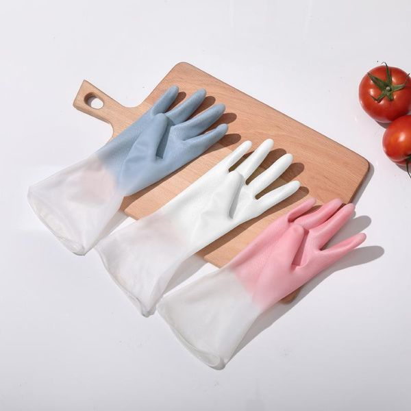 

disposable gloves 1 pair dishwashing cleaning pvc non-slip durable latex household scrubber kitchen clean tools pink