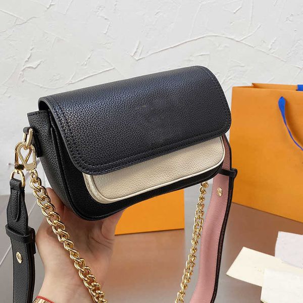 

7a single shoulder messenger handbag chain small bag women flap envelope wallet color changing leather pouch wide starp