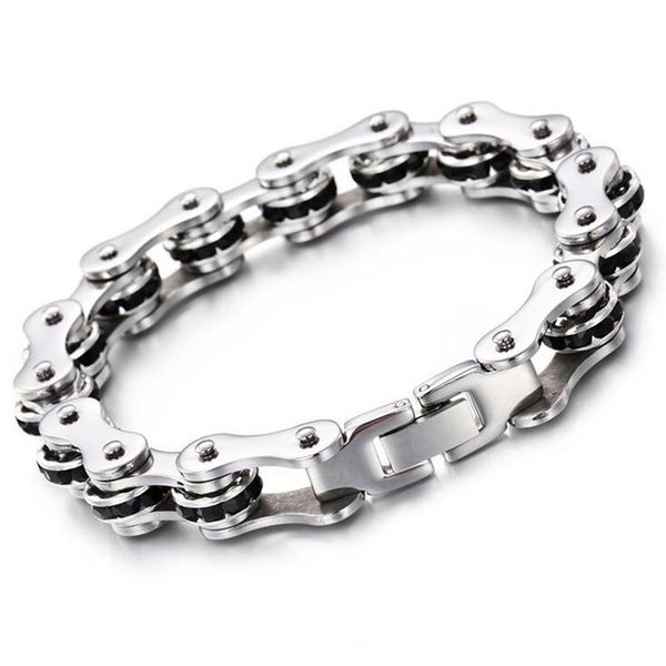 

link, chain women mens black bike bracelets blue 316l stainless steel motorcycle biker bicycle white red crystal zircon bracelet jewelry
