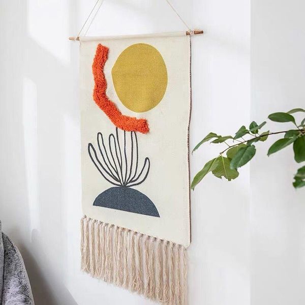 

tapestries nordic style wall hanging tapestry hand-woven tassel home decoration watt-hour meter box cover el art blankets