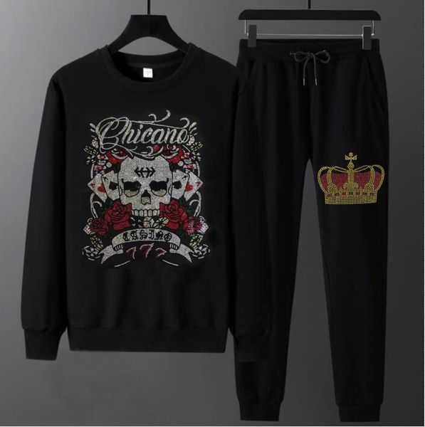 

men's tracksuits flower and cool skull make fashion drill long sleeve beautiful two fine, casual s men, Gray