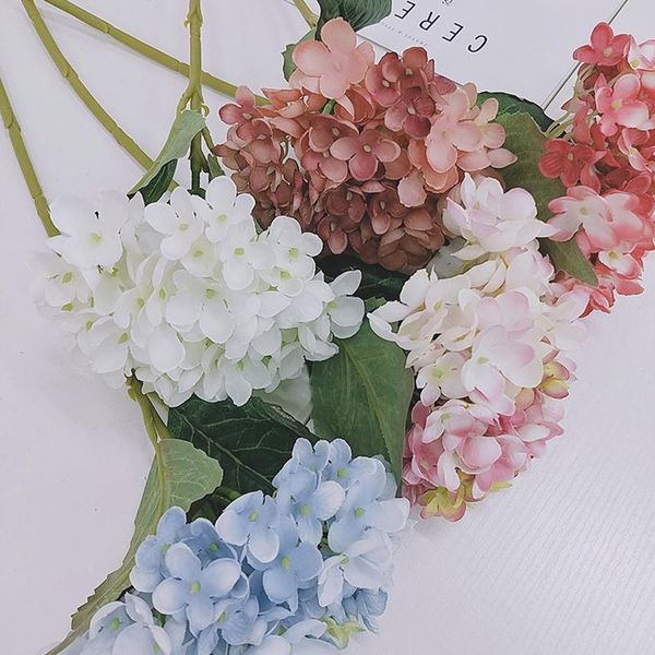

decorative flowers & wreaths artificial hydrangea branch home wedding decor autum silk plastic flower fake party room decoratio