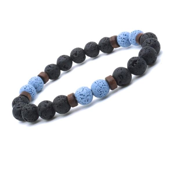 

beaded, strands 8mm chromatic stone lava bead tibetan wooden spacer buddha diffuser bracelets men jewelry gift yoga drop, Black