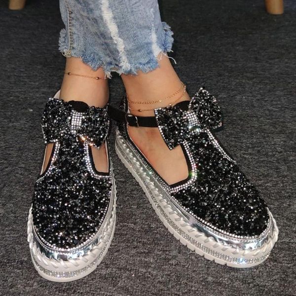 

sandals fashion butterfly-knot shoes summer casual flat women ins shining, Black