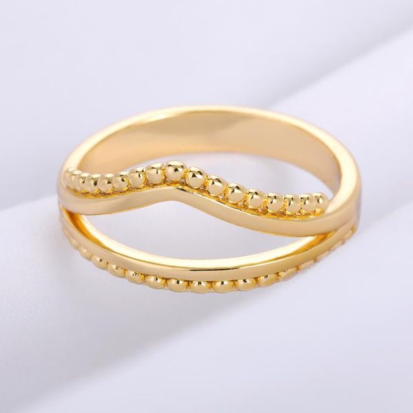 

wedding rings gold vintage double square crown victoria finger ring for women simple layer temperament party accessories jewelry bff, Slivery;golden