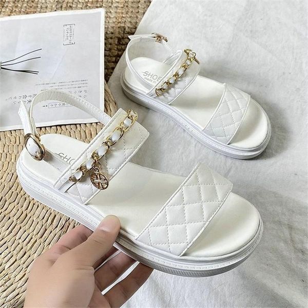 

sandals 2021 female summer fashion korean version flat student roman ins tide, Black