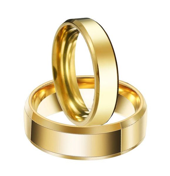 

wedding rings simple couple pair gold filled stainless steel jewelry ring set 6/8mm double oblique, Slivery;golden