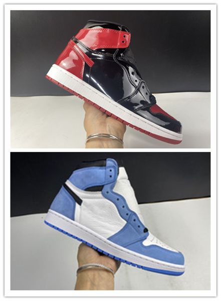 

with box men women 1s basketball shoes 1 high og university blue bred patent designer luxury trainer athletic sports sneakers