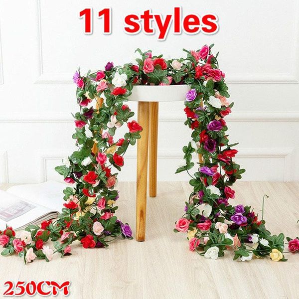 

decorative flowers & wreaths 250 cm rose vine 45 spring autumn artificial wedding arch interior garden decoration silk flower