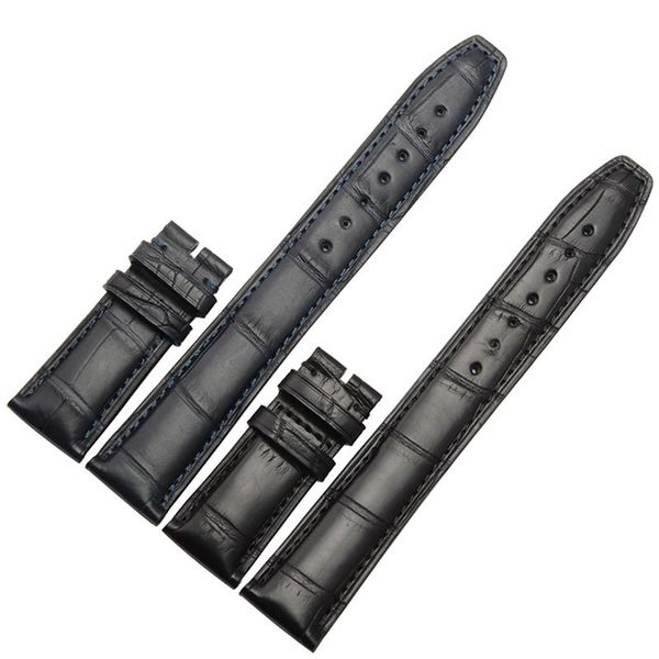 

watch bands customize crocodile alligator watchbands for iw c portugues genuine leather band bracelet strap man 20 21 22mm blue, Black;brown