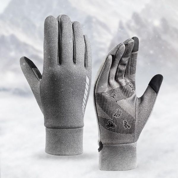 

cycling gloves winter warm outdoor ski touch screen bike mtb breathable full finger shockproof sport1, Black