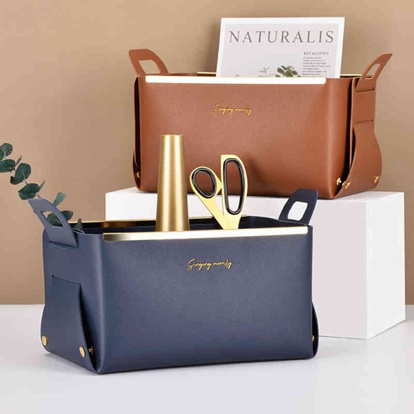 

nordic ins leather box living room bedroom cosmetic jewelry large deskpu folding storage tray