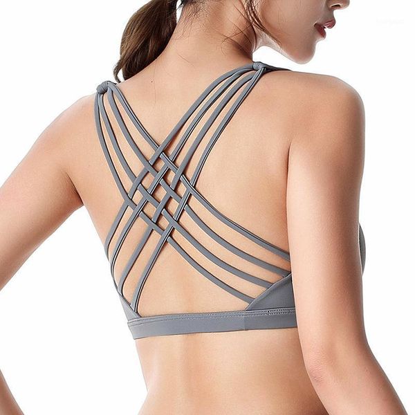 

yoga outfit classic cross beautiful back sports bra without steel ring shockproof running underwear plus size women