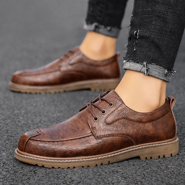 

mens shoes new korean fashion british style business casual dress joker leather shoes tooling shoes, Black