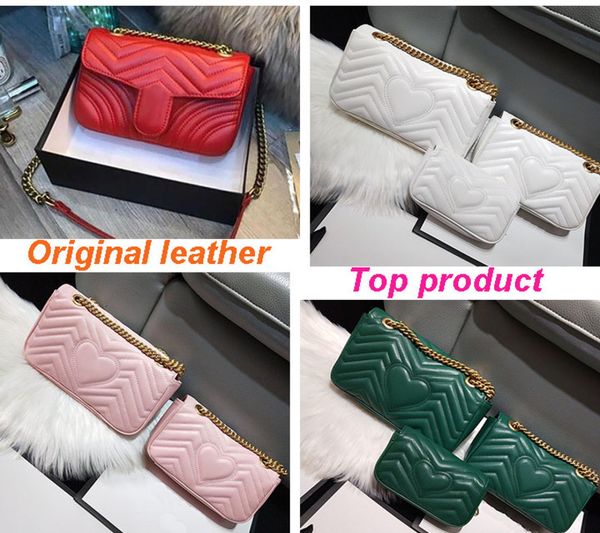 

443497 love heart wave pattern satchel designer shoulder bag chain handbag luxury crossbody lady tote bags original sheepskin cowhide, Red;black
