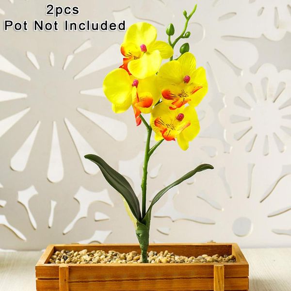 

decorative flowers & wreaths 2pcs artificial butterfly orchid diy wedding fake flower home office decorartificial plants (the flowerpot is n