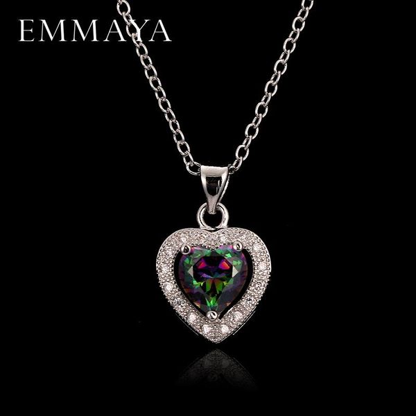 

pendant necklaces emmaya classic cz jewelry wholesale white gold color crystal heart shape pendants for women, Silver