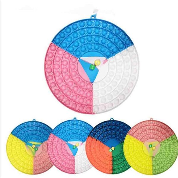 

dhl 26cm large size circle round bubbles sensory fidget finger toys giant mega jumbo push puzzle chessboard dice board toy rainbow color