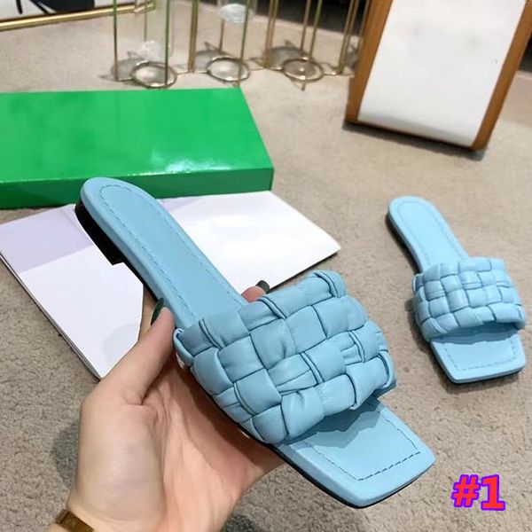 

2021 flat slide lido sandals woven slippers square mule shoes women's wedding dress high heels 5 color size 35-42, Black
