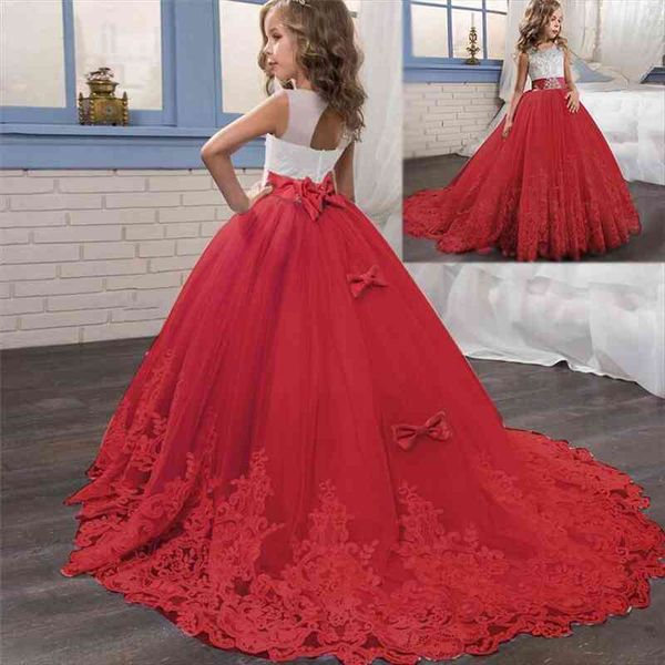 

girls christmas for kids girl dress wedding evening party bridesmaid long prom gown children teenager year princess costume, Red;yellow