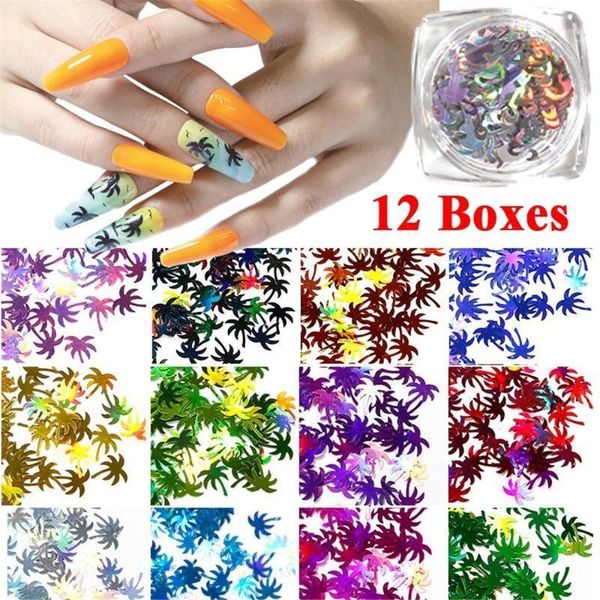 

12box/set mirror sparkly butterfly nail sequins paillette mixed colors holographic glitter 3d flakes slices art accessories1, Silver;gold