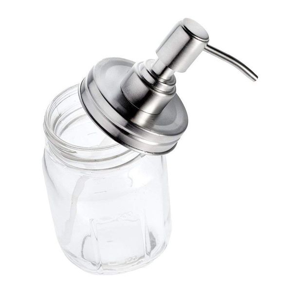 Dispenser di sapone liquido a mano Dispenser di sapone in barattolo di vetro fai da te in acciaio inossidabile Pompa a mano Bagno Cucina Mano Loti qylQqB my_home2010 696 R2