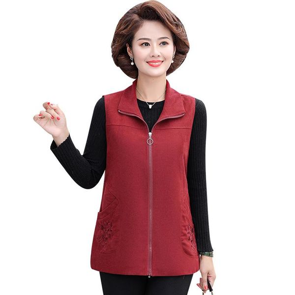 

women's vests middle-aged women casual vest jacket large size loose sleeveless lapel coat spring autumn female waistcoat -5xl outerwea, Black;white