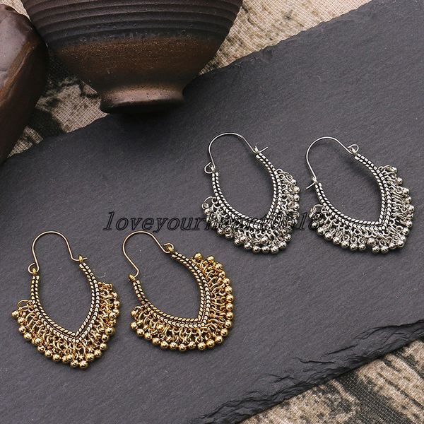 

2022 vintage boho geometric alloy indian tribal dangle earrings for women ethnic tassel statement earrings accessories wholesale, Silver