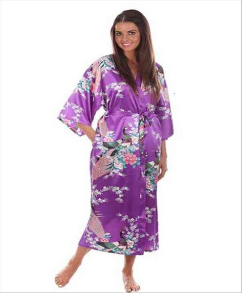

brand long robe satin rayon bathrobe nightgown for women kimono sleepwear flower plus size s-xxxl s02d, Black;red