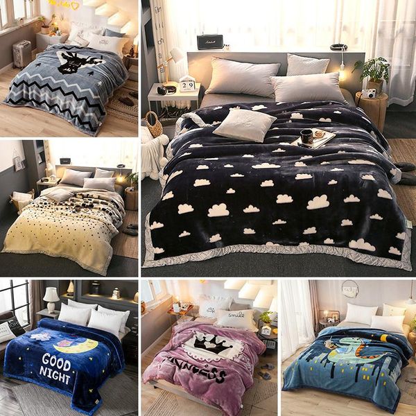

blankets 1.5m*2m double thick warm blanket flannel super soft for bed 15color heavy fluffy throw
