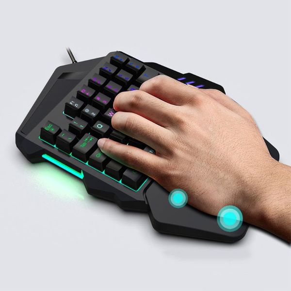 Cor portátil de um teclado de uma mão retroiluminado uma mão teclado de jogo mecânico 667C