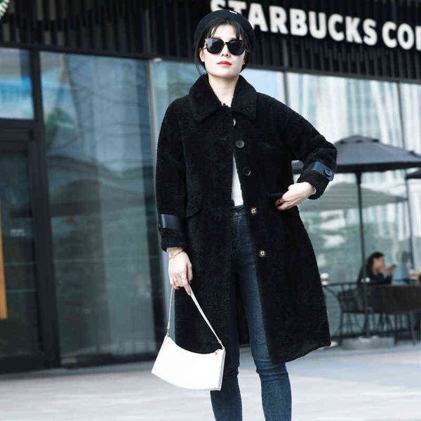 

fur autumn and winter medium long fur tweed coat tweed coat 211207, Black